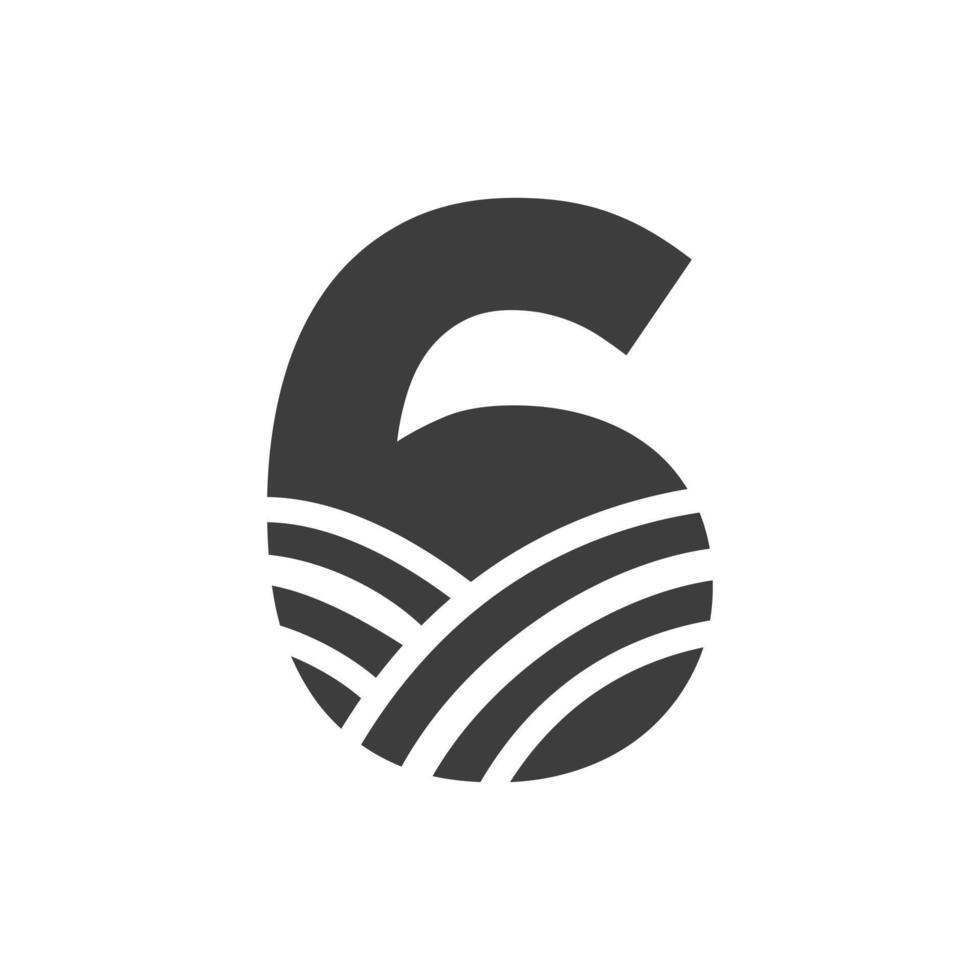 Agriculture Logo On Letter 6 Concept. Farm Logo Based on Alphabet for Bakery, Bread, Pastry, Home Industries Business Identity vector