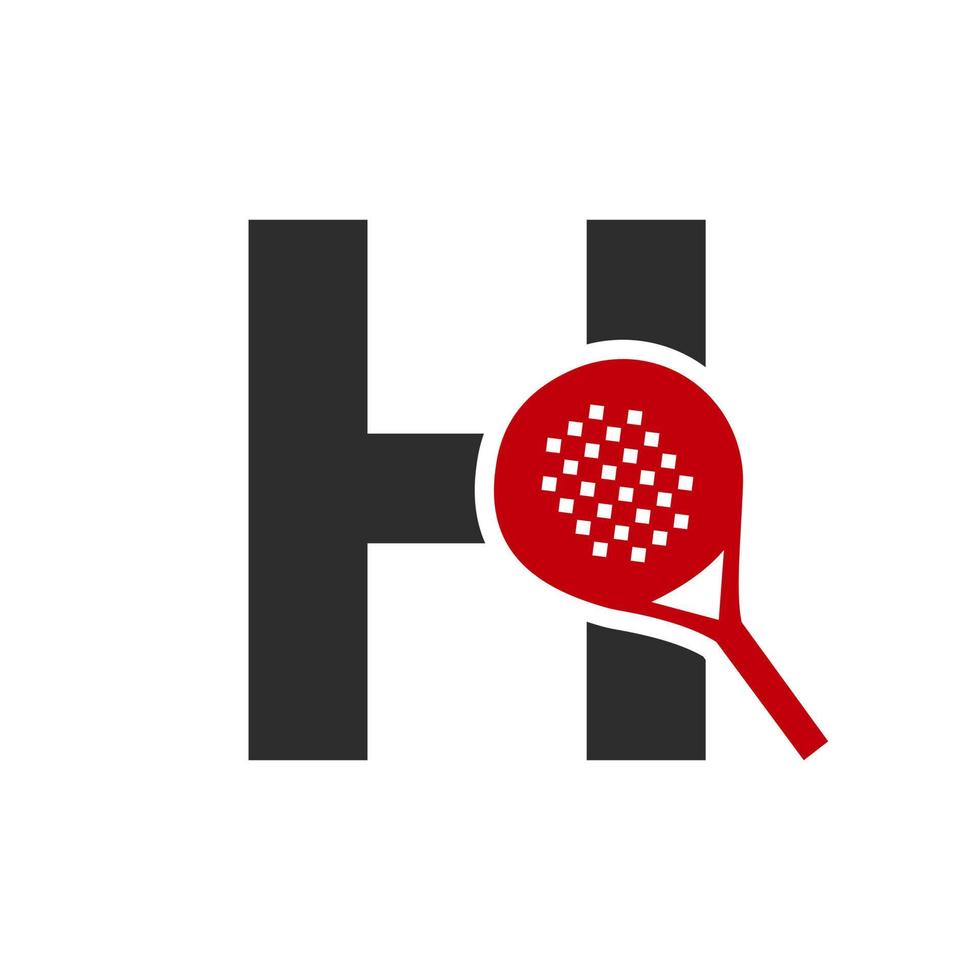 letra h plantilla de vector de diseño de logotipo de raqueta de padel. símbolo del club de tenis de mesa de playa
