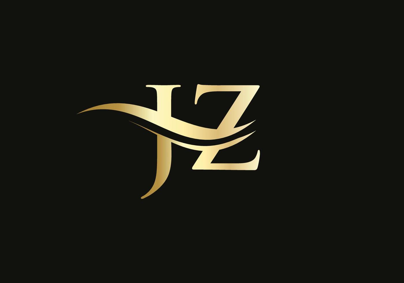 vector de logotipo jz de onda de agua. diseño de logotipo swoosh letter jz para identidad empresarial y empresarial