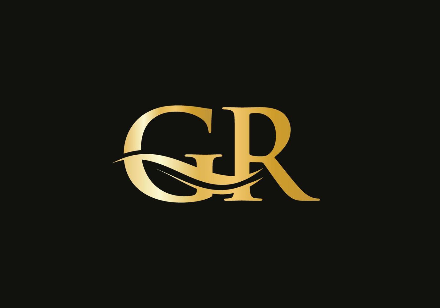Swoosh Letter GR Logo Design for business and company identity. Water Wave GR Logo with modern trendy vector