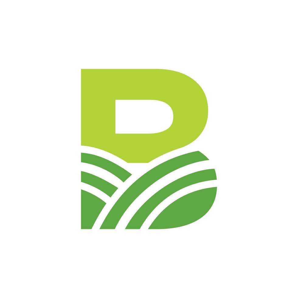 logotipo de la agricultura de la letra b. logotipo de agro granja basado en el alfabeto para panadería, pan, pastel, café, pastelería, identidad comercial de industrias domésticas vector