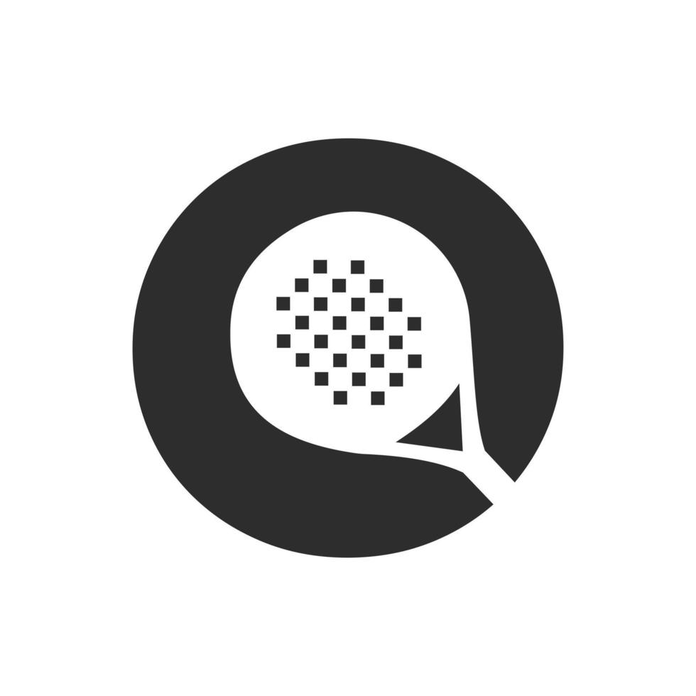 Letter O Padel Racket Logo Design Vector Template. Beach Table Tennis Club Symbol