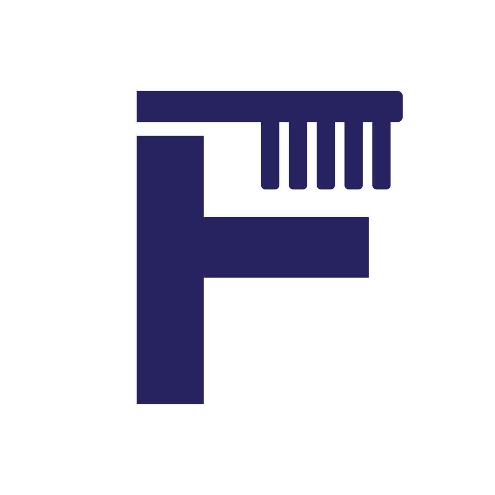 Initial Letter F Dental Logo Combine With Tooth Brush Symbol Template vector