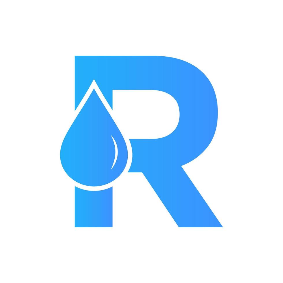 Letter R Water Logo Element Vector Template. Water Drop Logo Symbol