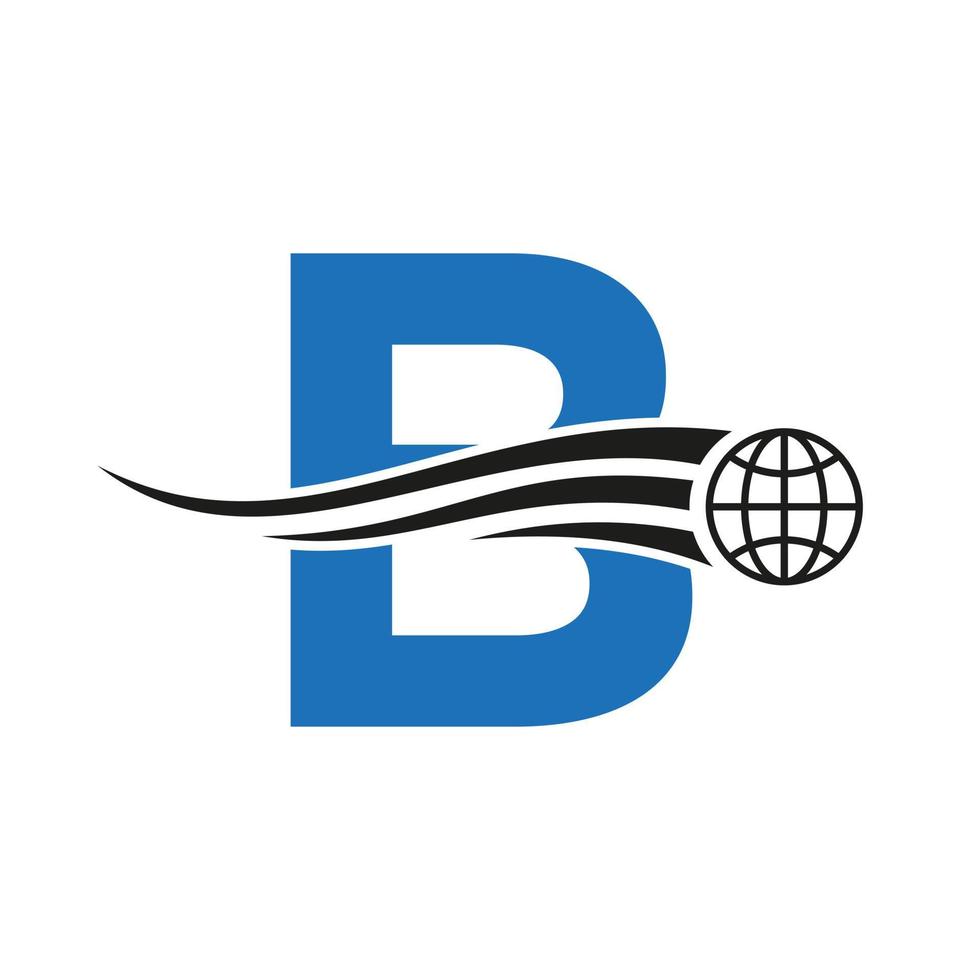 Letter B Global Logo Combined With Global Icon, Earth Sign For Business and Technology Identity Template vector