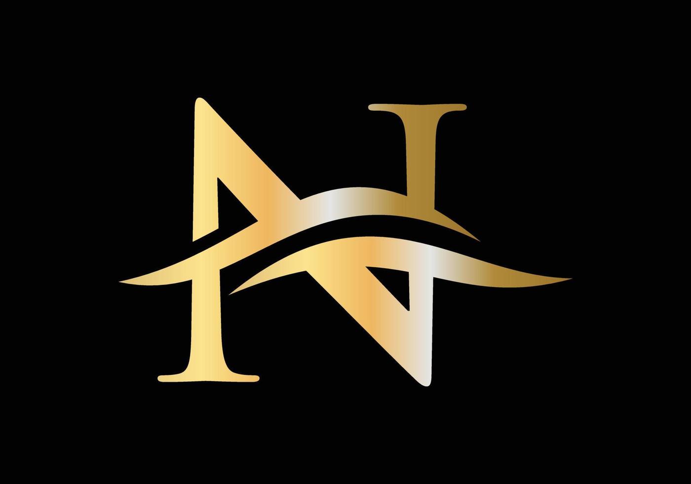 logotipo de la letra n con concepto de lujo vector