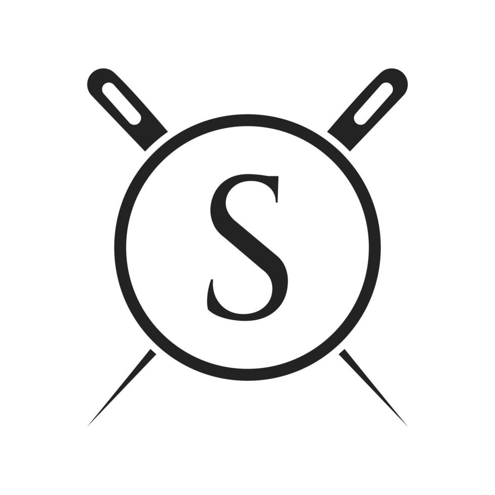 Letter S Tailor Logo, Needle and Thread Combination for Embroider, Textile, Fashion, Cloth, Fabric Template vector