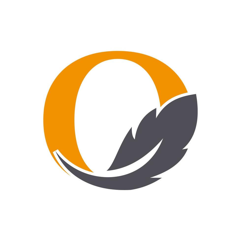 Letter O Feather Logo Design Combined With Bird Feather Wine For Attorney, Law Symbol vector