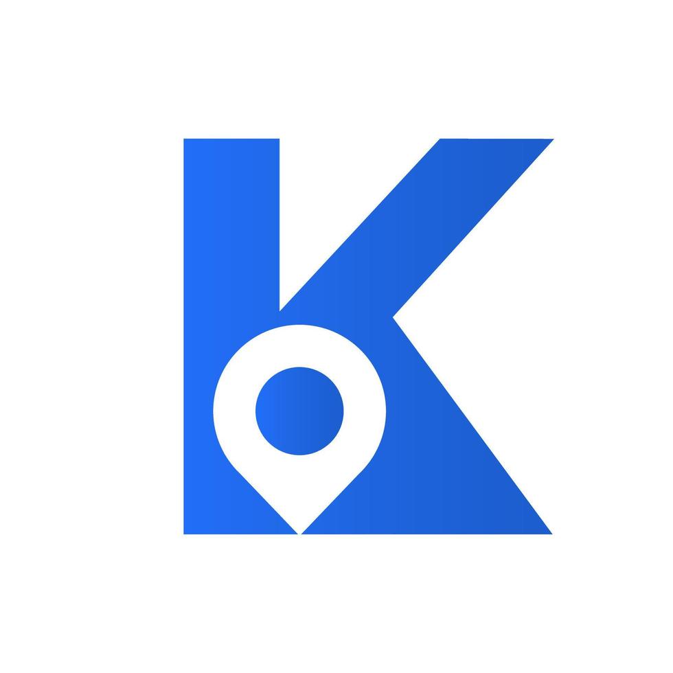signo de diseño del logotipo de la ubicación de la letra k. concepto de icono de ubicación con alfabeto para plantilla de vector de símbolo de dirección de carretera