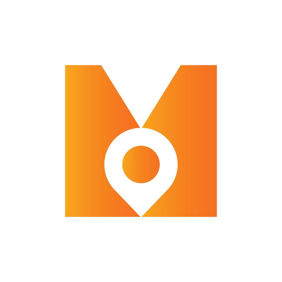 Letter M Location Logo Design Sign. Location Icon Concept With Alphabet For Road Direction Symbol Vector Template