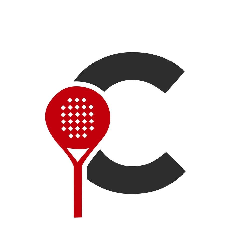 letra c plantilla vectorial de diseño de logotipo de raqueta de padel. símbolo del club de tenis de mesa de playa vector
