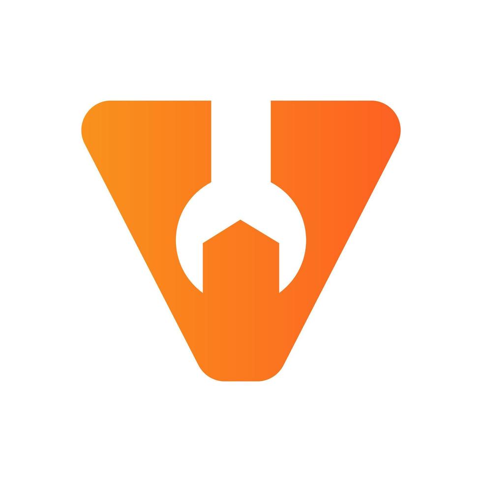 Letter V Wrench Symbol For Real Estate, Building, Construction Repair Logo Vector Template