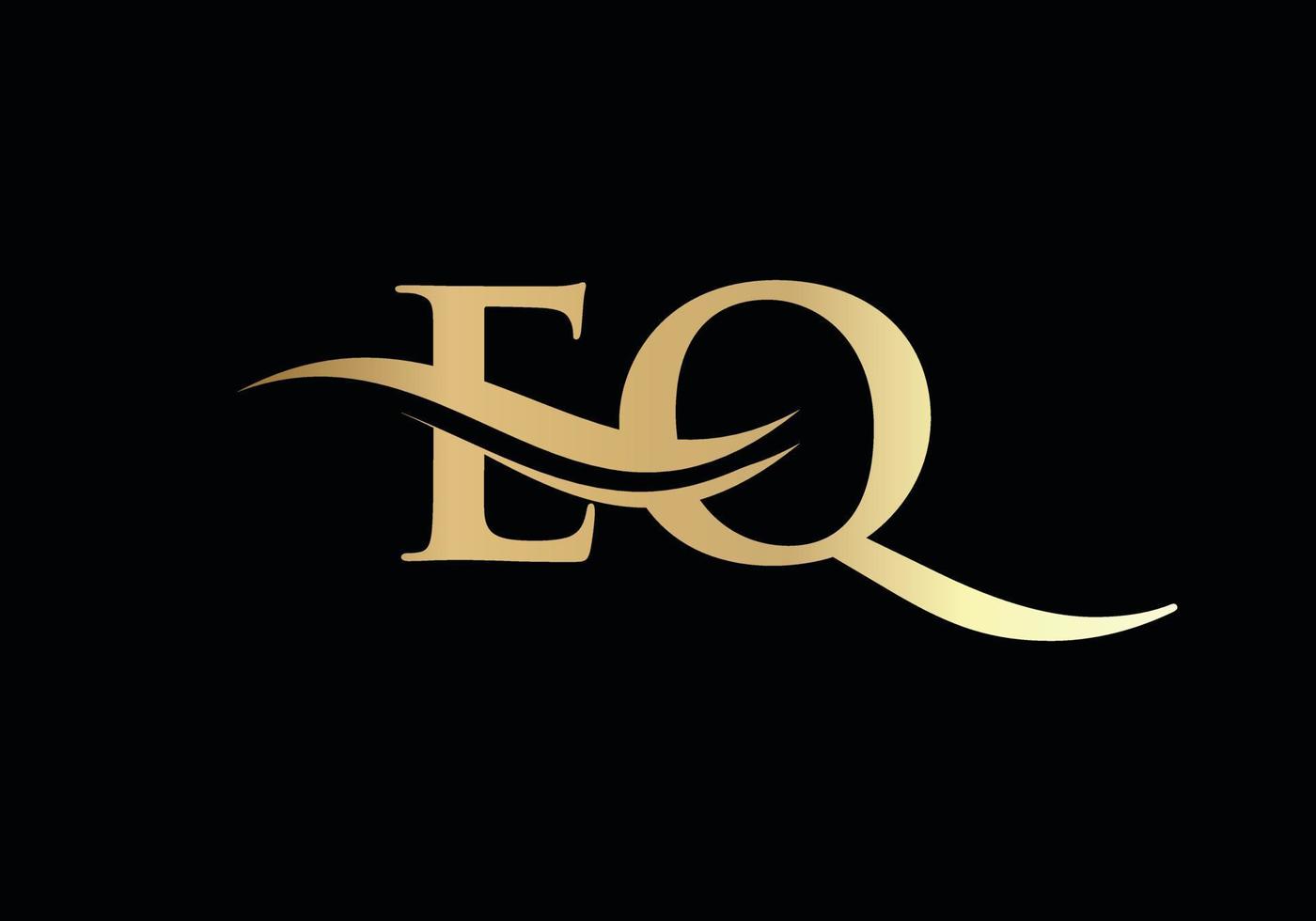 vector de logotipo eq de onda de agua. diseño de logotipo swoosh letter eq para identidad empresarial y empresarial