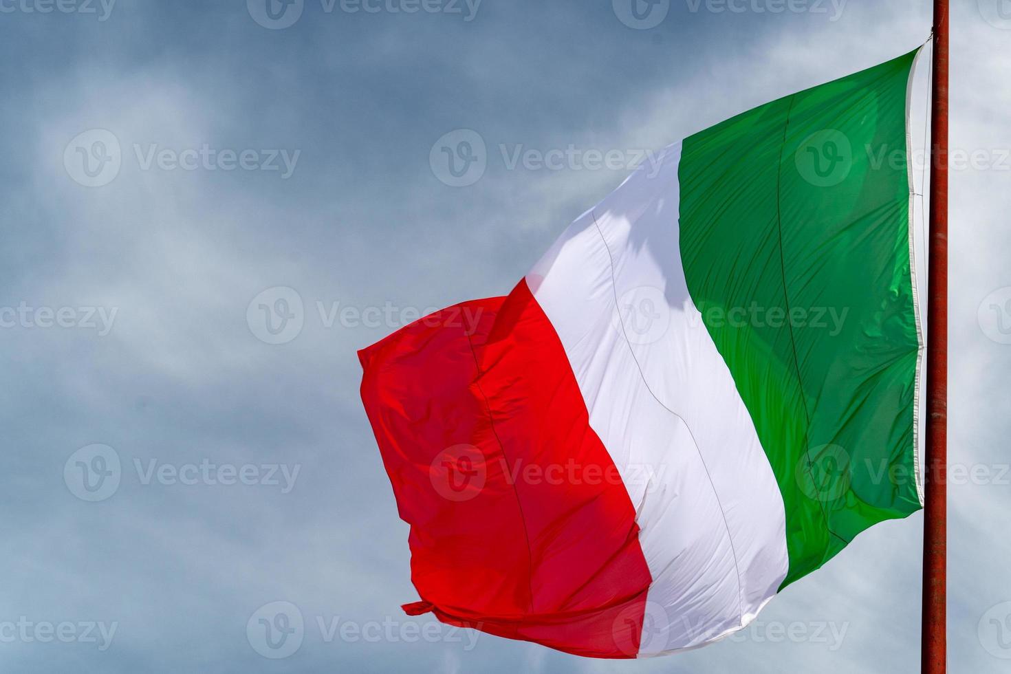 Italian flag of Italy green white and red in rome photo