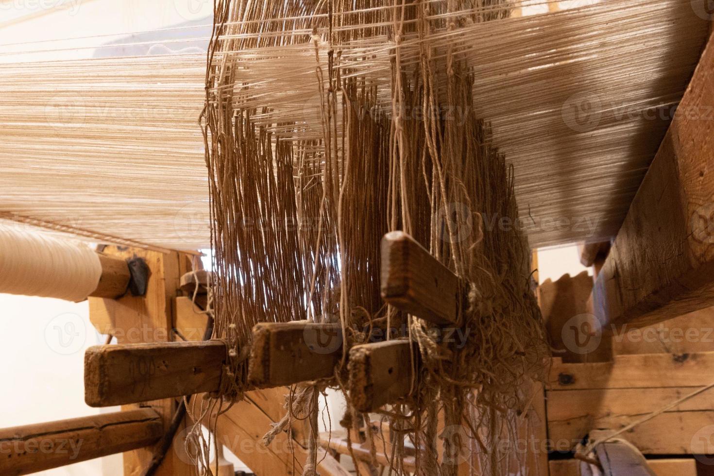 old loom antique weaving sewing machine detail photo