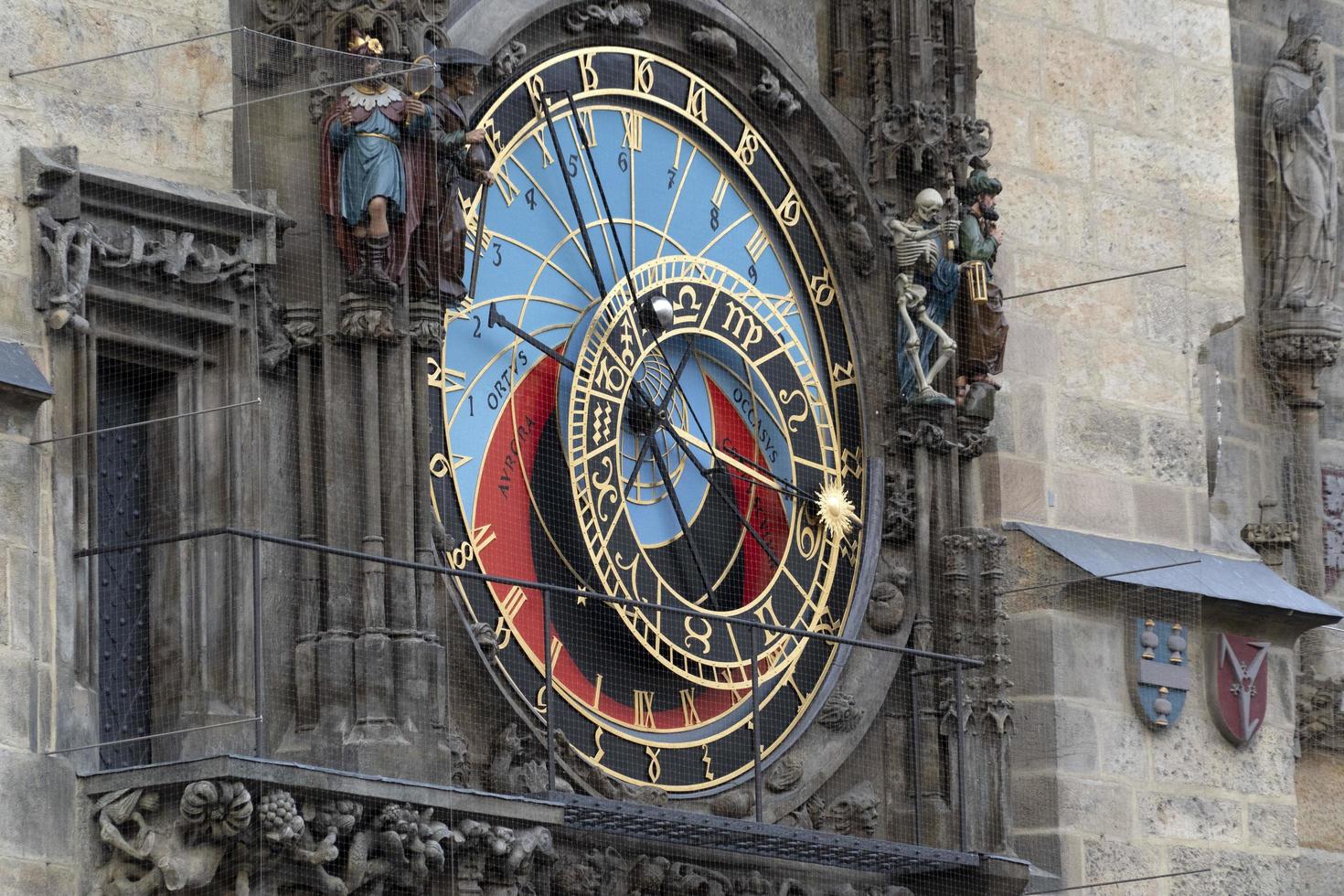 Prague old square clock tower photo