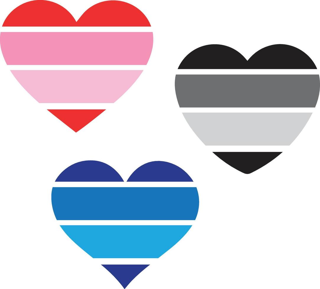 Vector illustration hearts in various styles