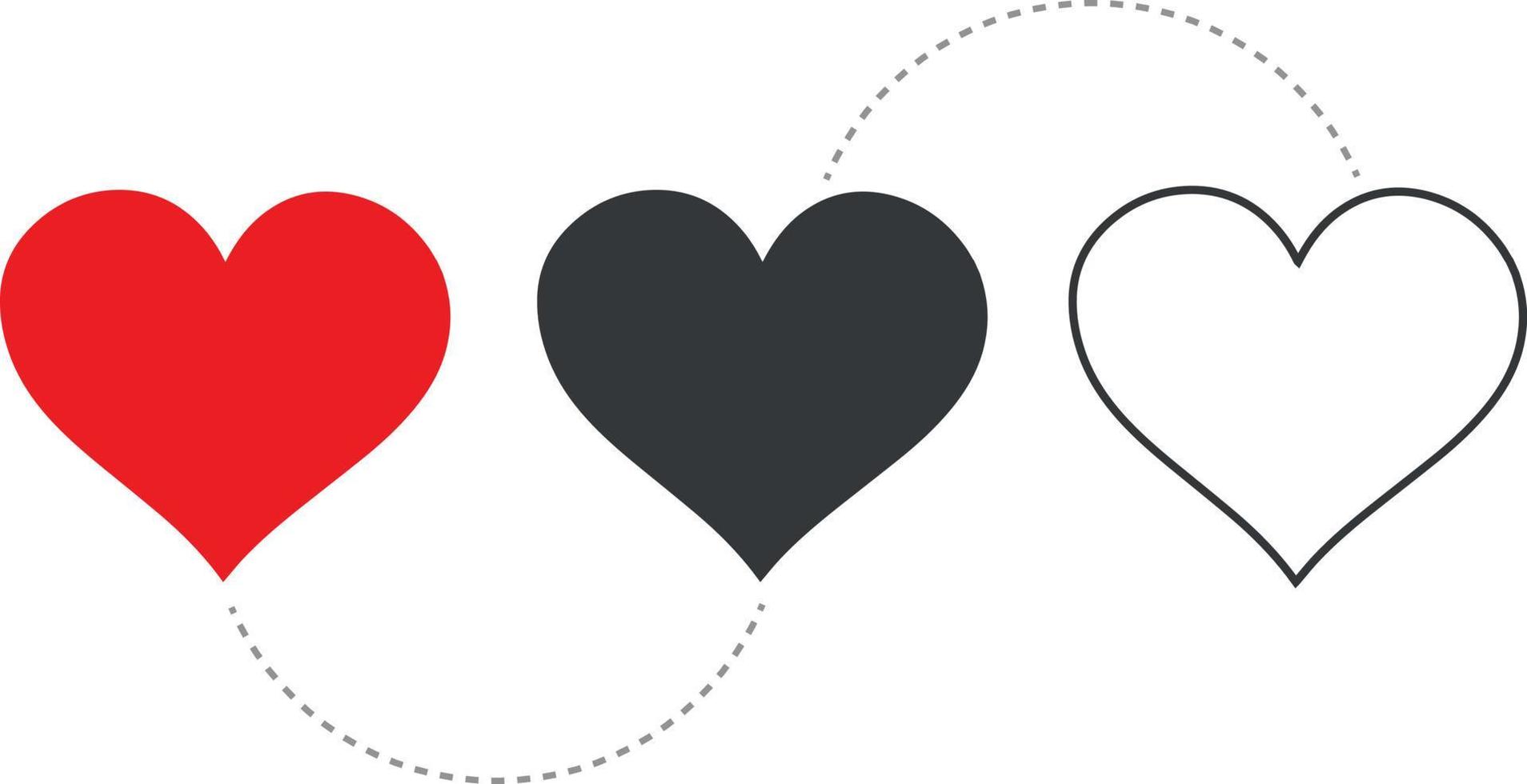 Vector illustration hearts in various styles