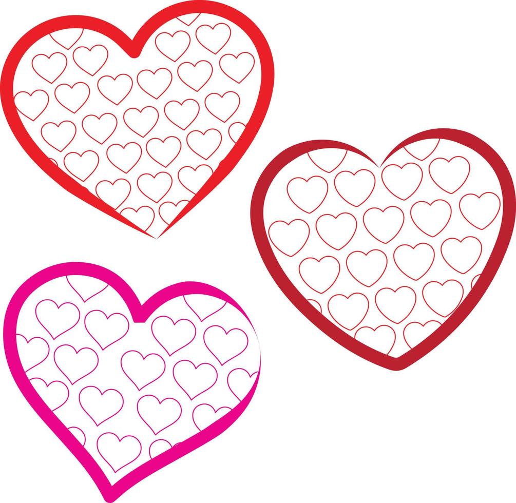 Vector illustration hearts in various styles