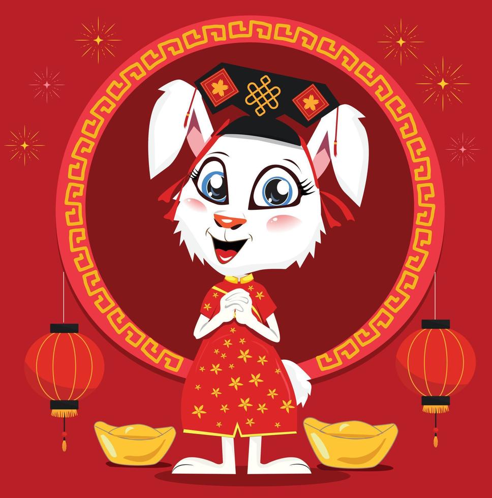 happy chinese new year 2023, year of the rabbit, happy new year illustration for posters, cards, calendars, signs, banners, websites, public relations and other designs vector