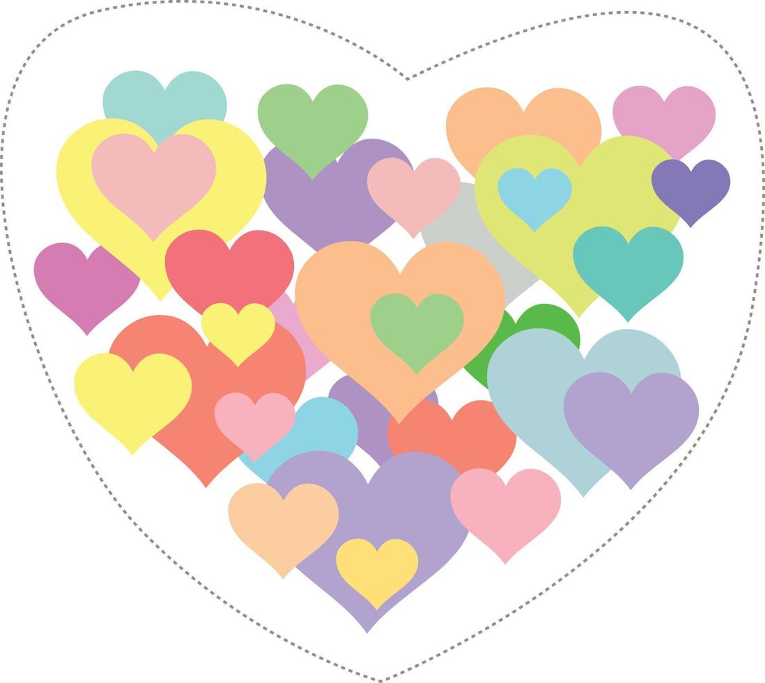 Vector illustration hearts in various styles