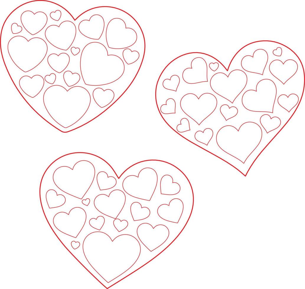Vector illustration hearts in various styles