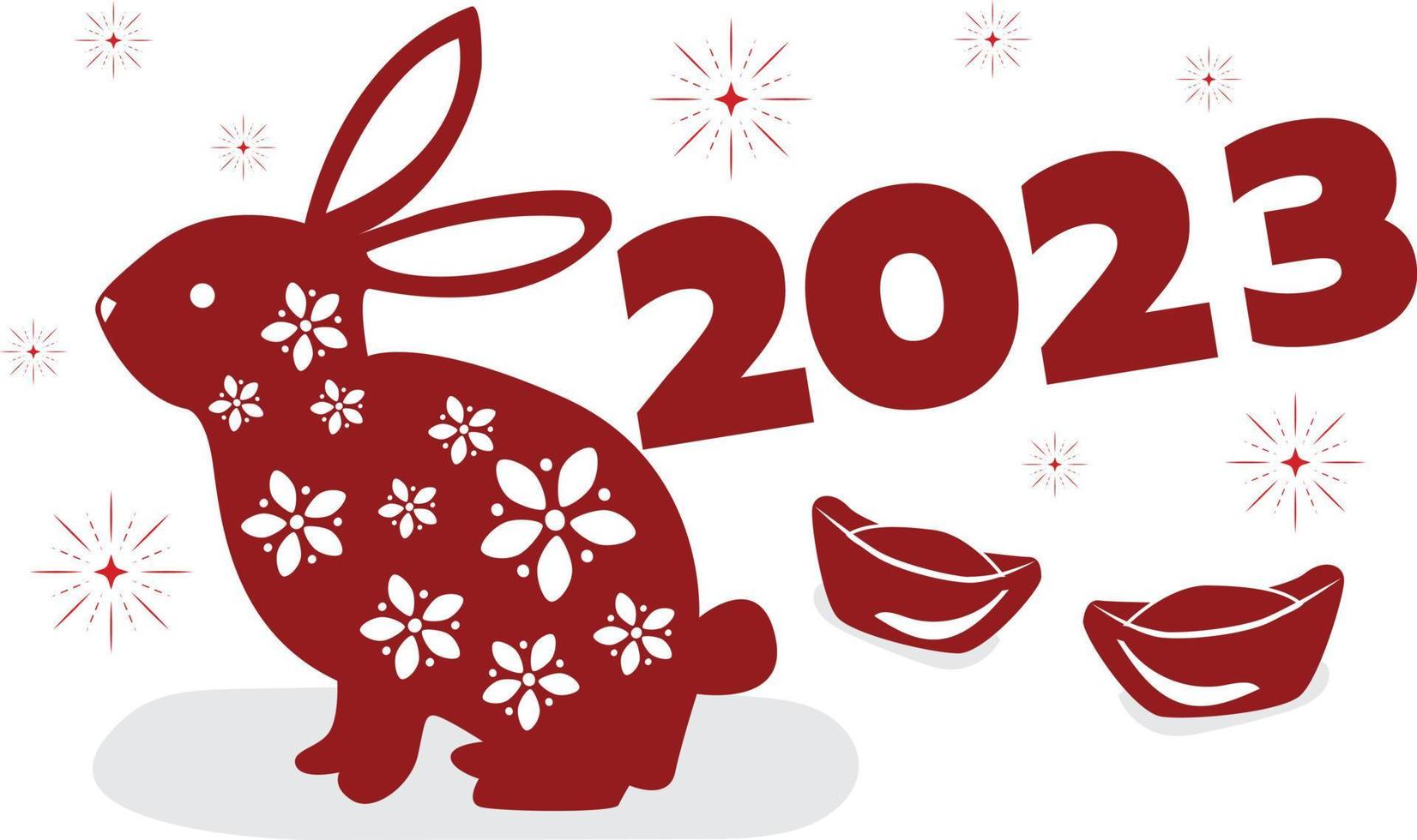 feliz año nuevo chino 2023, año del conejo, feliz año nuevo ilustración para carteles, tarjetas, calendarios, letreros, pancartas, sitios web, relaciones públicas y otros diseños vector