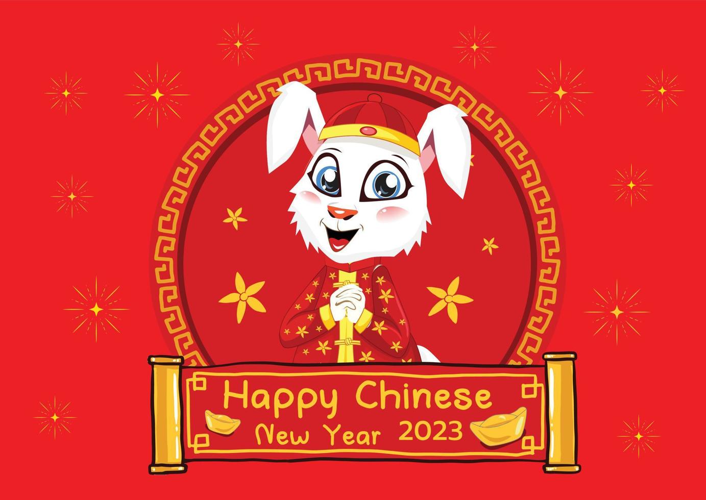 happy chinese new year 2023, year of the rabbit, happy new year illustration for posters, cards, calendars, signs, banners, websites, public relations and other designs vector