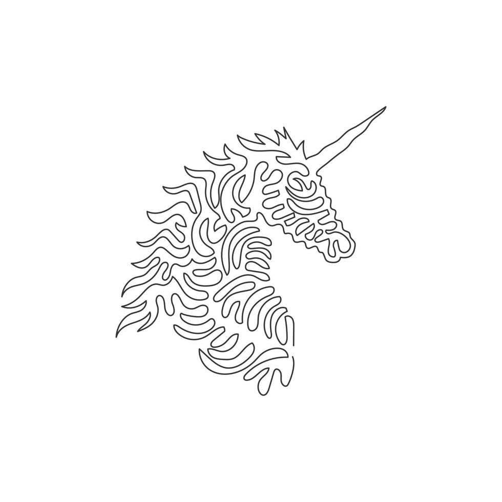 Single one line drawing of cute spiraling horn abstract art 