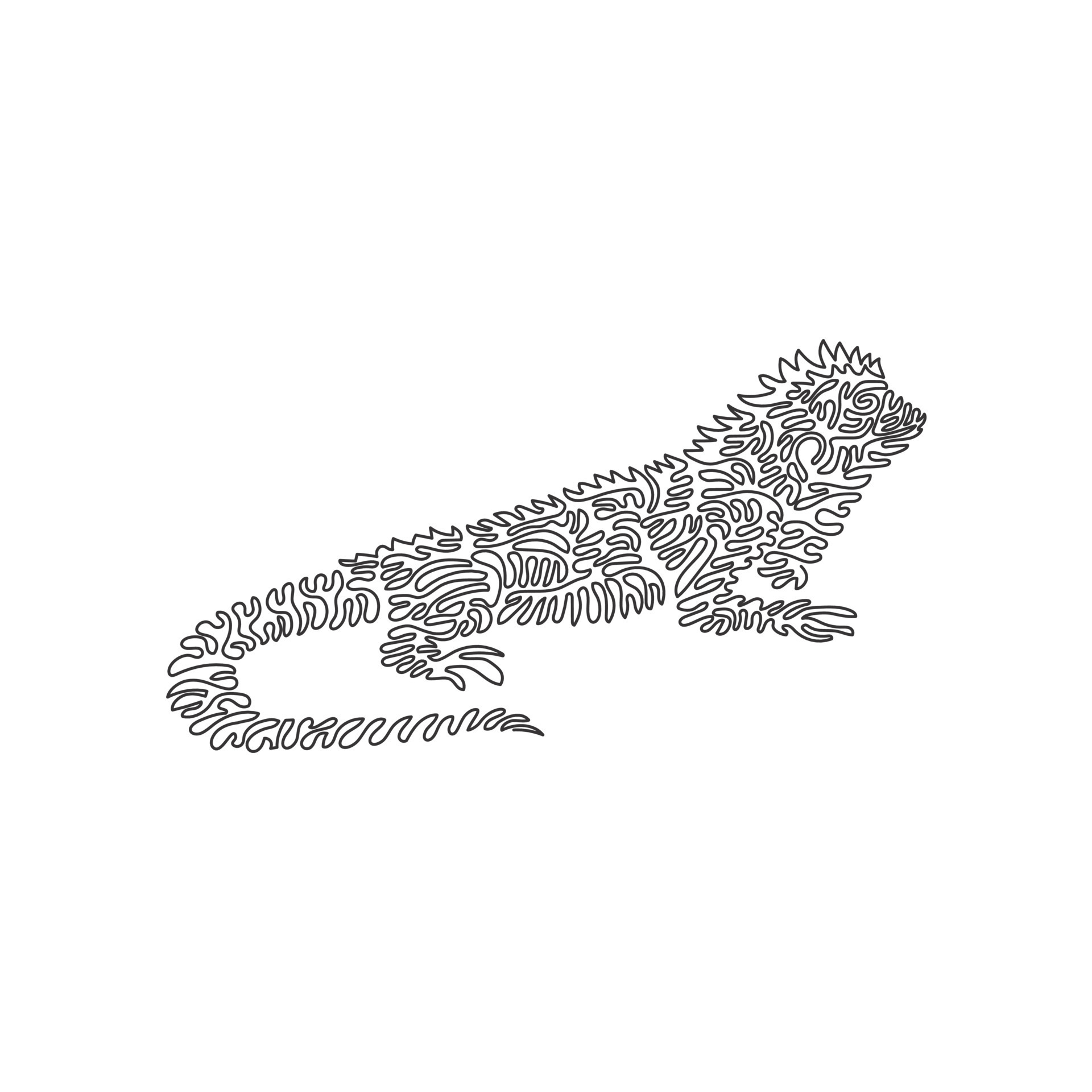 Single one curly line drawing of exotic animals abstract art. Continuous  line draw graphic design vector illustration of famous colorful reptile for  icon, symbol, company logo, and pet lover club 17427336 Vector