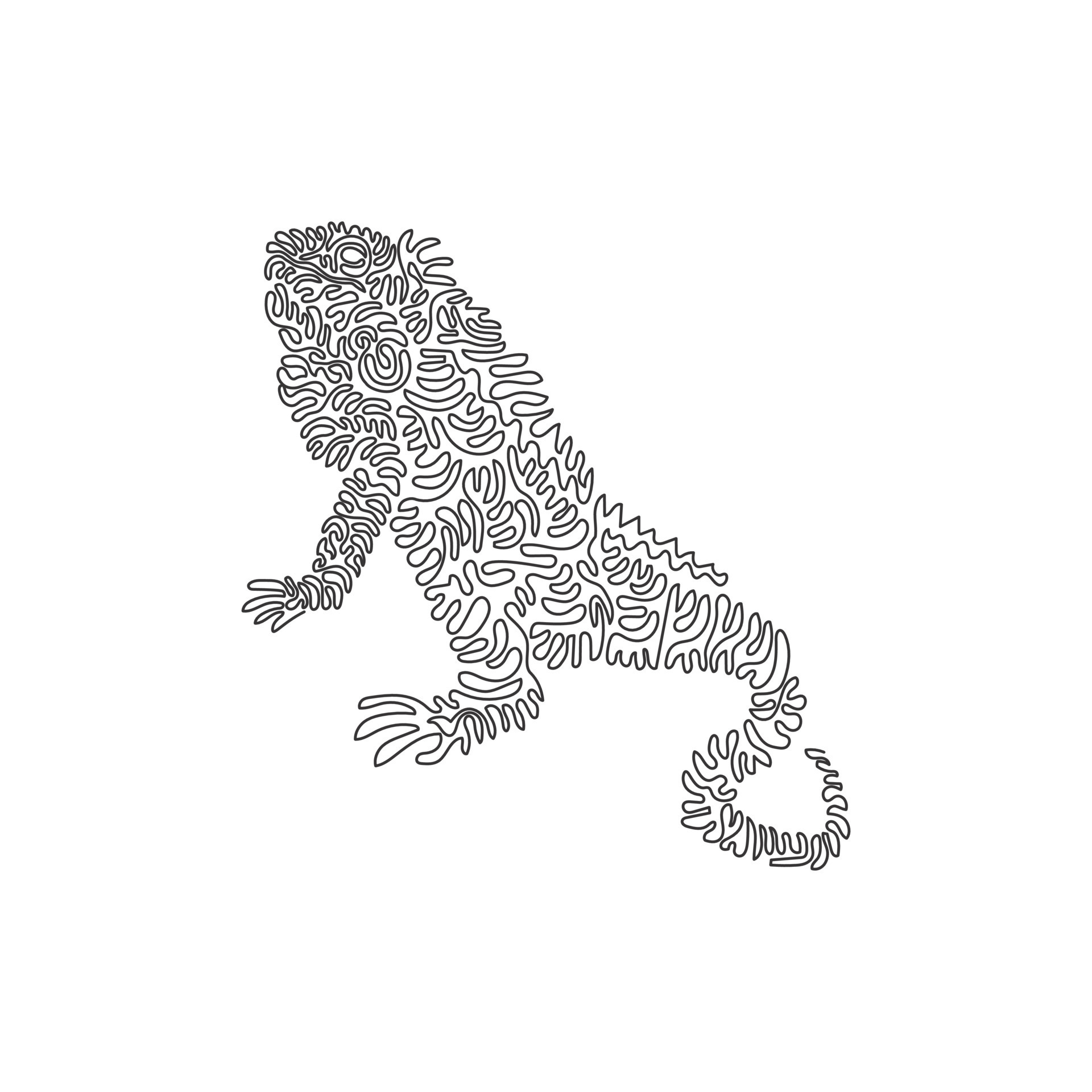 Continuous curve one line drawing of adorable iguana curve abstract art. Single  line editable stroke vector illustration of iguana's tail like a whip for  logo, wall decor, poster print decoration 17427343 Vector