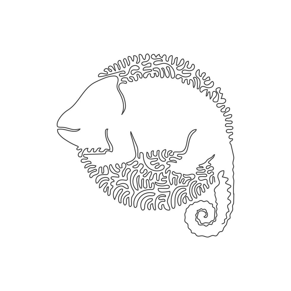 dibujo de una sola línea rizada del lindo arte abstracto camaleón. dibujo de línea continua diseño gráfico ilustración vectorial de mascotas exóticas amistosas para icono, símbolo, logotipo de la empresa y club de amantes de las mascotas vector