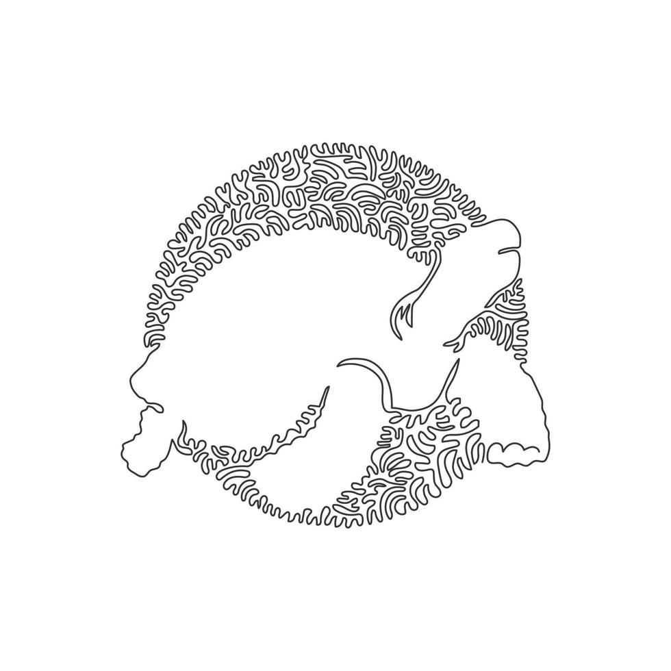 dibujo de una sola línea rizada de arte abstracto de tortuga linda. dibujo de línea continua diseño gráfico ilustración vectorial de criaturas de movimiento lento para icono, símbolo, logotipo de la empresa y club de amantes de las mascotas vector