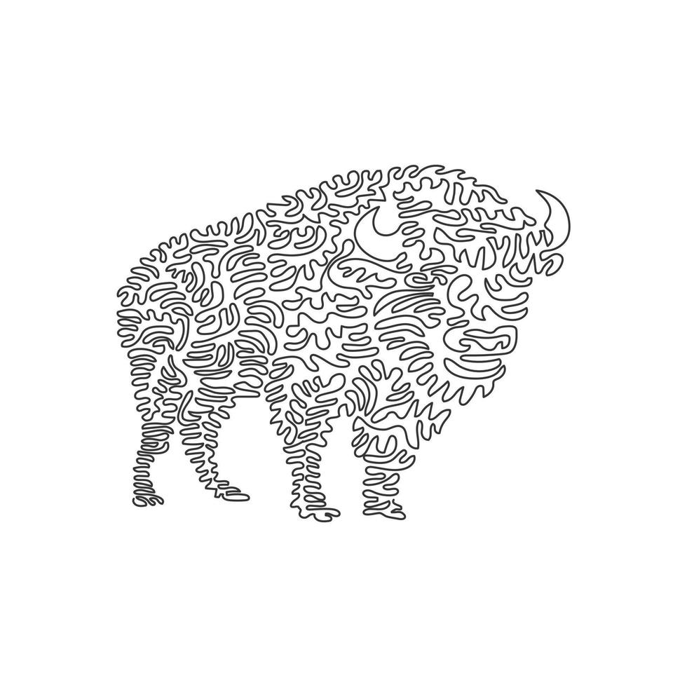 Single one line drawing of savage animals that feared abstract art. Continuous line draw graphic design vector illustration of long haired bison for icon, symbol, company logo, poster wall decor