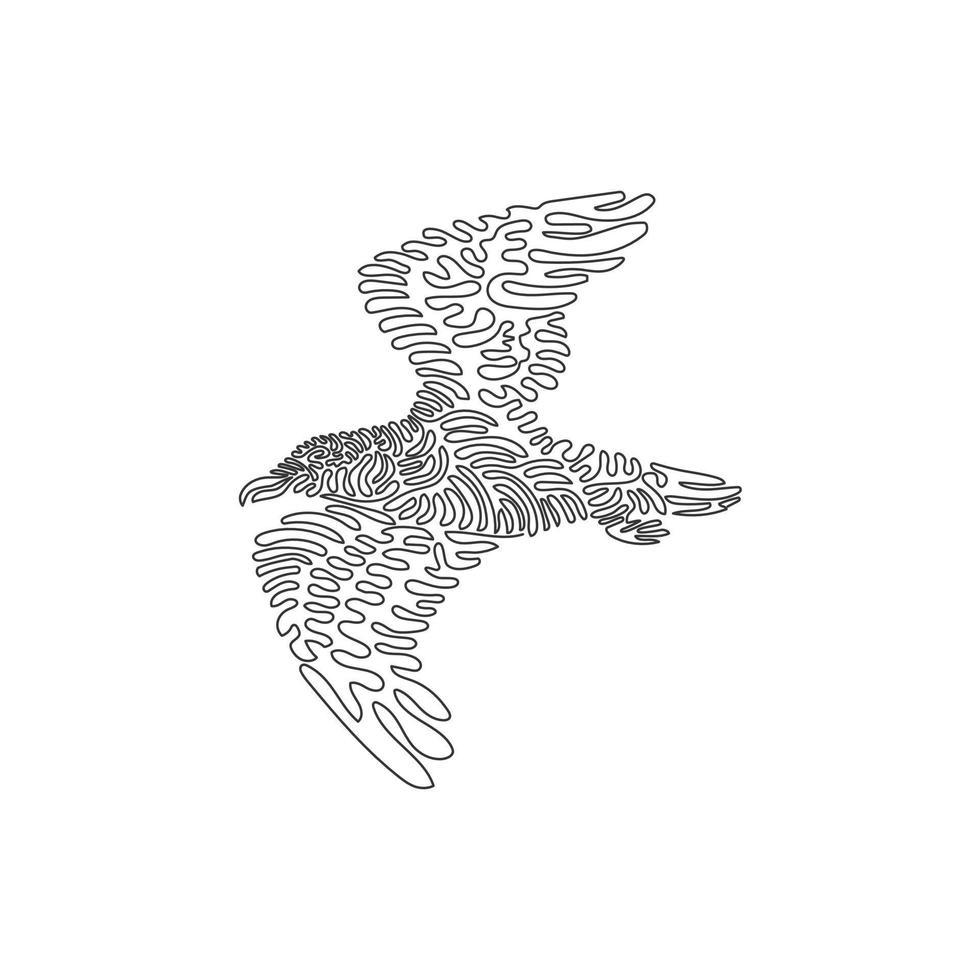 dibujo de línea continua de un solo remolino de adorable gaviota. dibujo de línea continua diseño gráfico ilustración vectorial estilo de gaviotas inteligentes para icono, signo, minimalismo decoración de pared moderna, afiche boho vector