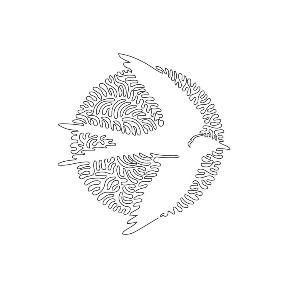 Single one curly line drawing of cute flying swallow. Continuous line draw graphic design vector illustration of nimble swallow for icon, symbol, company logo, poster wall decor