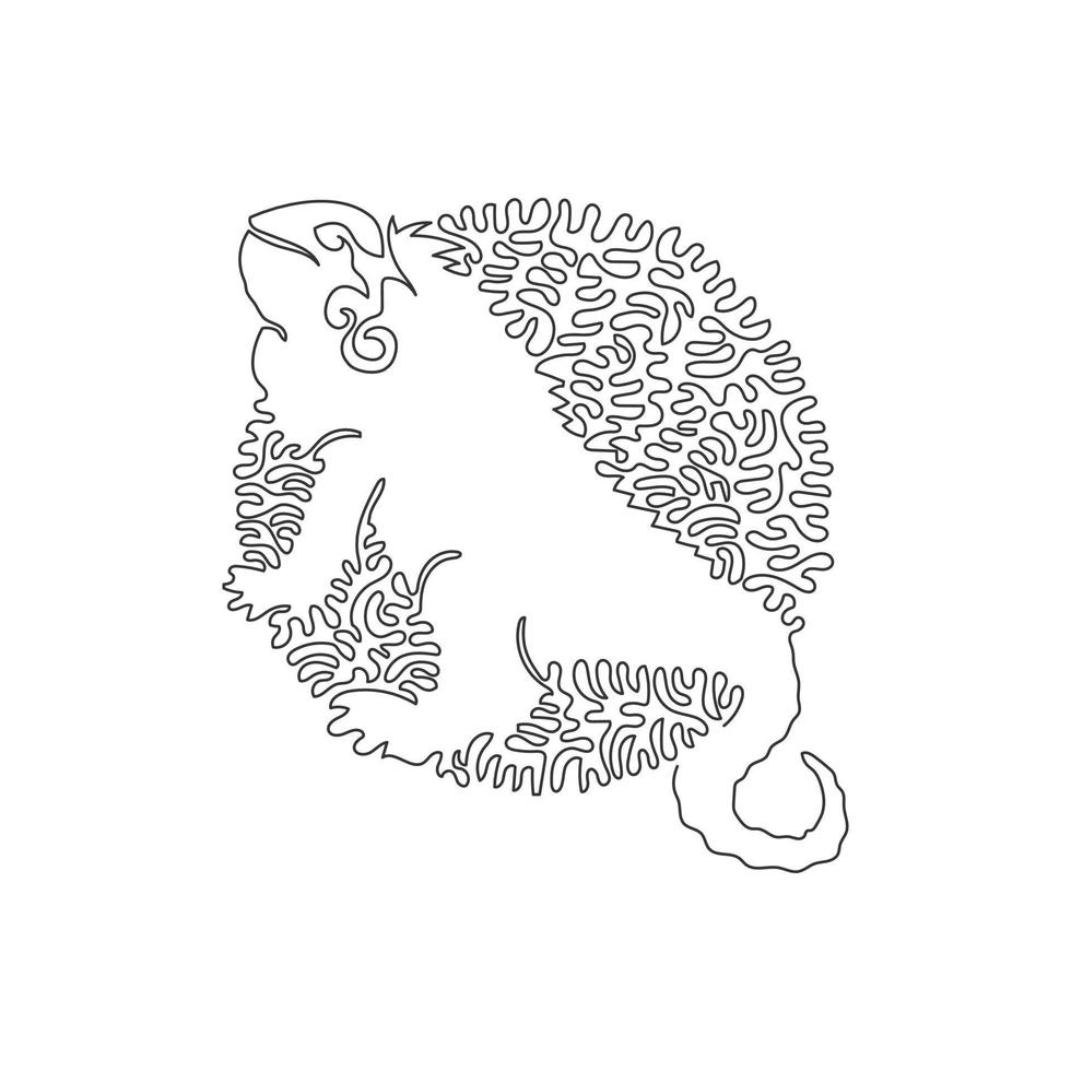 Single curly one line drawing of beautiful iguana abstract art. Continuous line draw graphic design vector illustration of wonderful pets for icon, symbol, company logo, poster wall decor