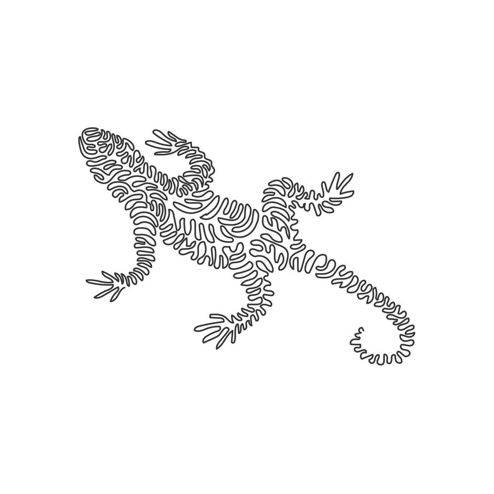 Single one line drawing of exotic reptiles abstract art. Continuous line draw graphic design vector illustration of lizard scaly-skinned for icon, sign,  symbol, company logo, poster wall decor