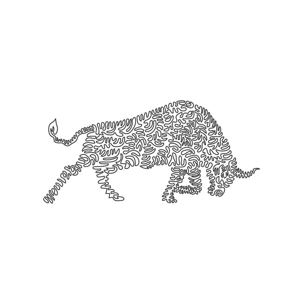 Single curly one line drawing of aggressive bulls, abstract art. Continuous line draw graphic design vector illustration of curved bull horns for icon, symbol, company logo, poster wall decor