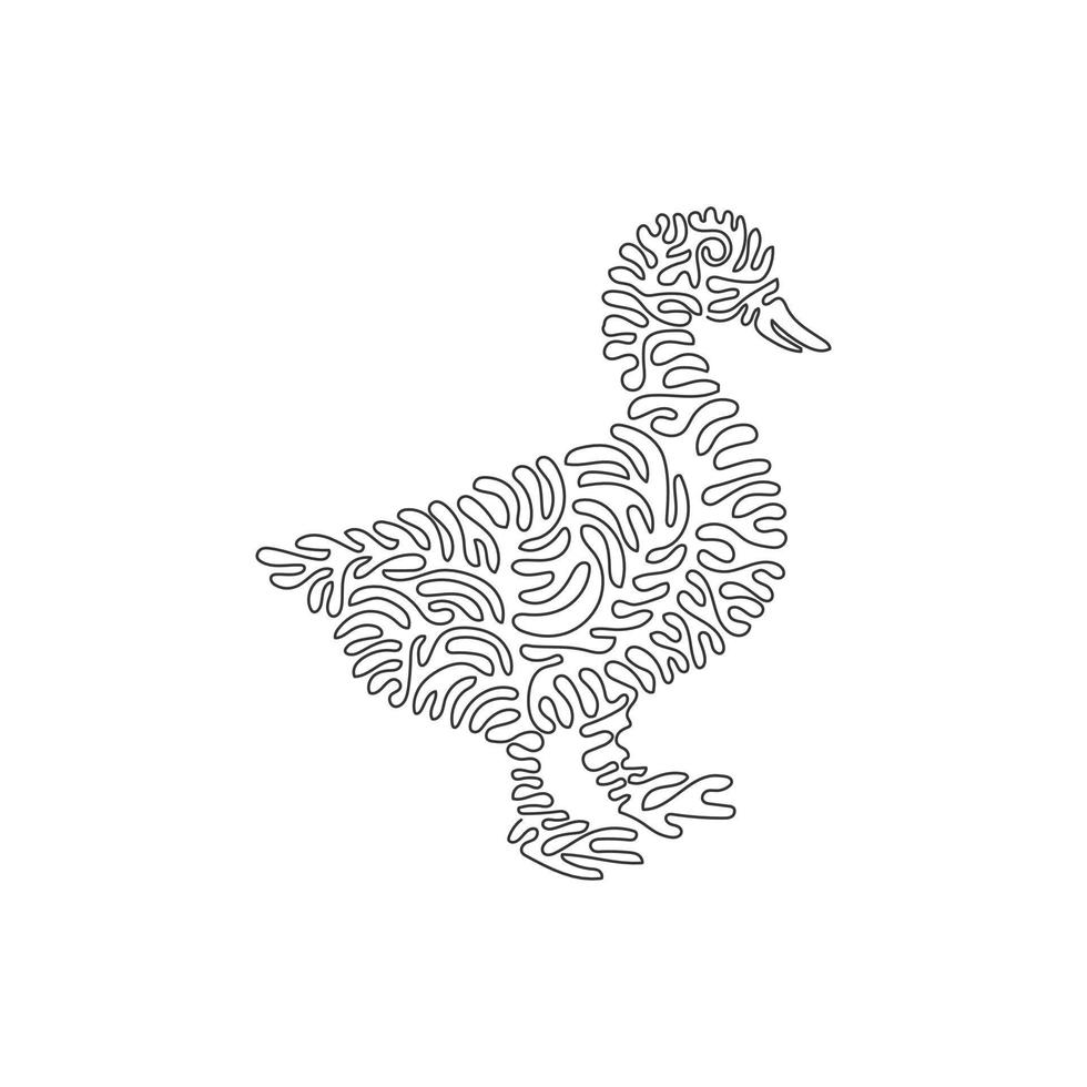 Continuous curve one line drawing. Ducks are short-necked. Curve abstract art. Single line editable stroke vector illustration of cute duck for logo, syimbol, wall decor and poster print decoration