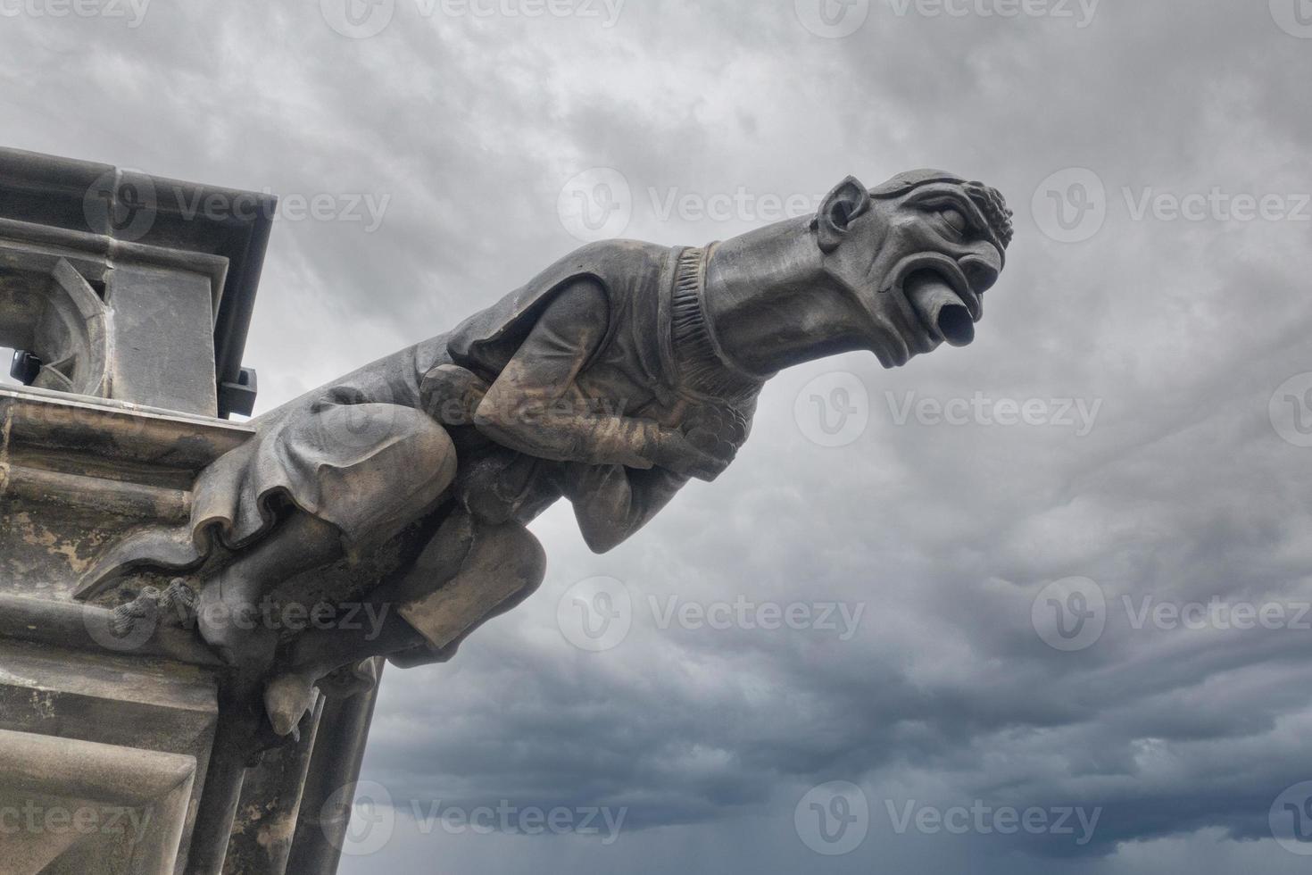 Prague dome caste saint vitus church gargoyle detal photo