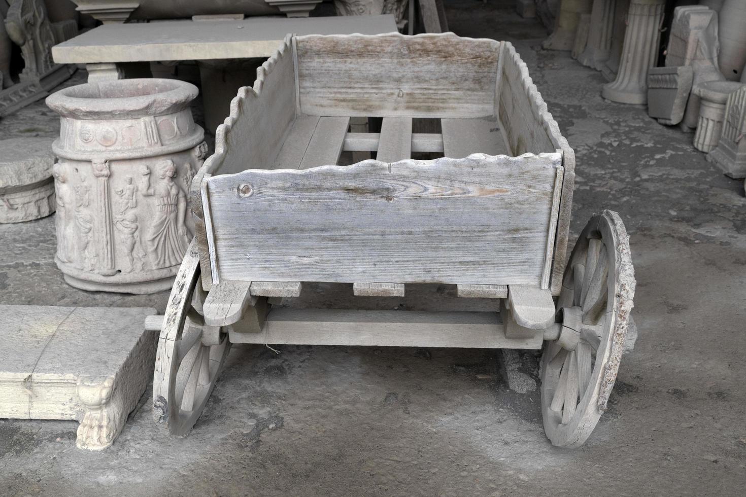 NAPLES, ITALY - FEBRUARY 1 2020 - pompei ruins statue buried corpse photo