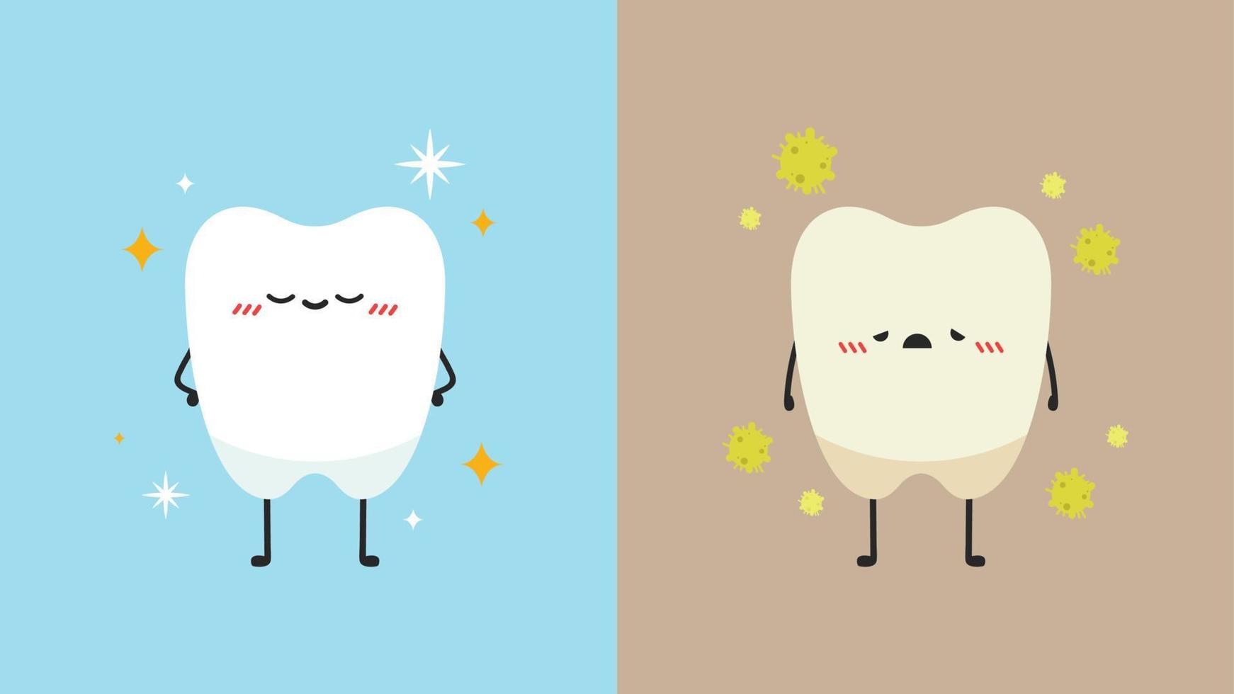vector de dibujos animados de dientes. diseño de personaje. vector de dientes sucios.