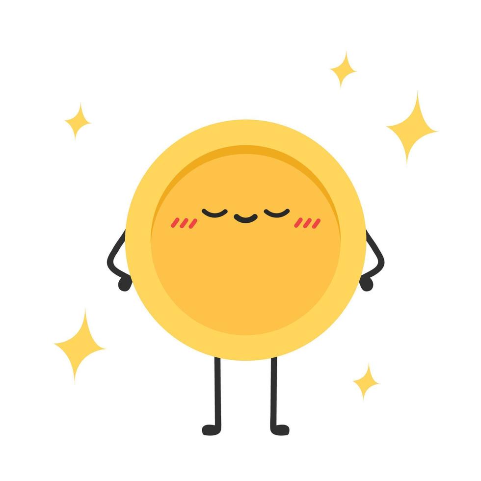 Coin character design. Glad. Coin vector. Blank for text. vector