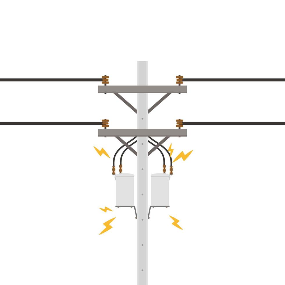 Broken electric pole vector. electric pole on white background. free space for text. copy space. vector