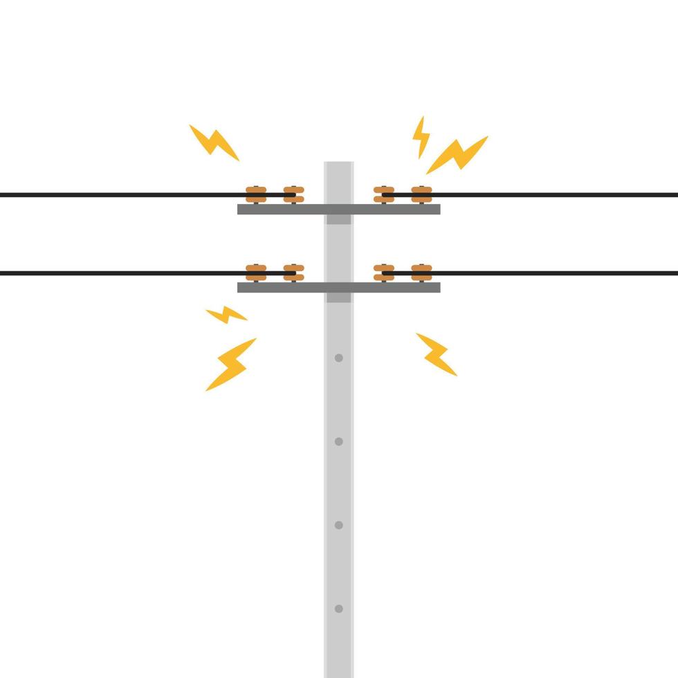 Broken electric pole vector. electric pole on white background. free space for text. copy space. vector