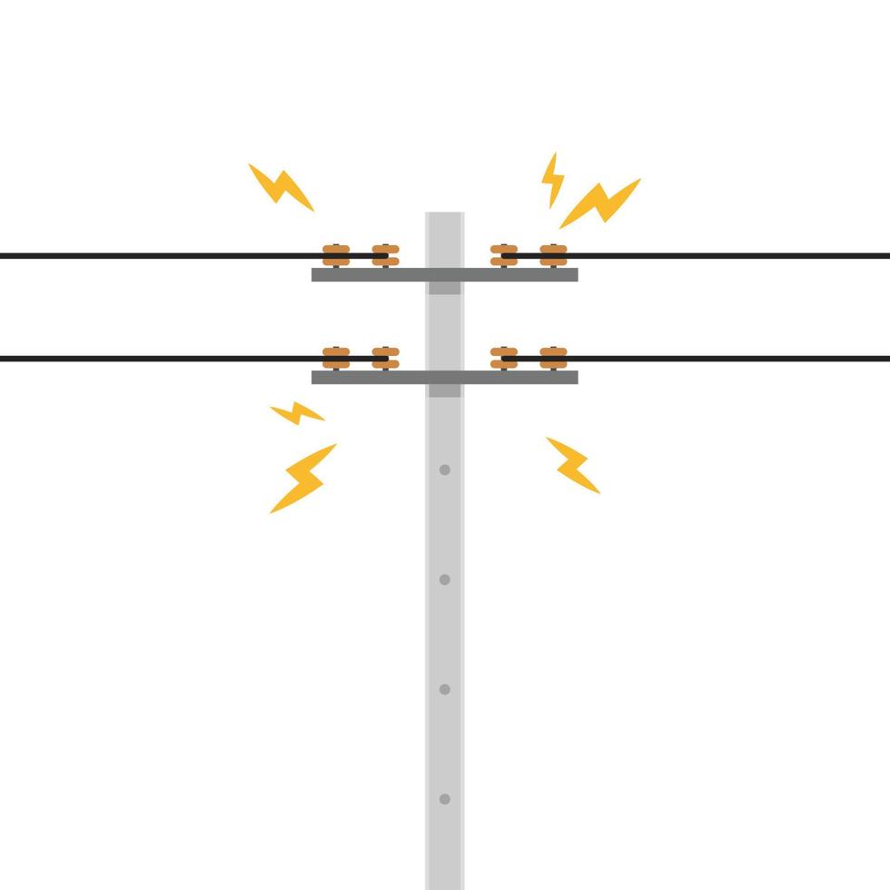 vector de poste eléctrico roto. poste eléctrico sobre fondo blanco. espacio libre para texto. copie el espacio