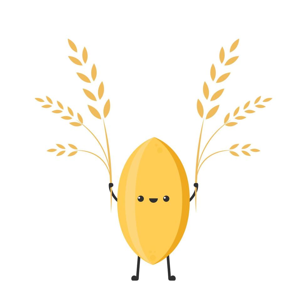 diseño de personajes de arroz. vector de arroz sobre fondo blanco. semilla de arroz