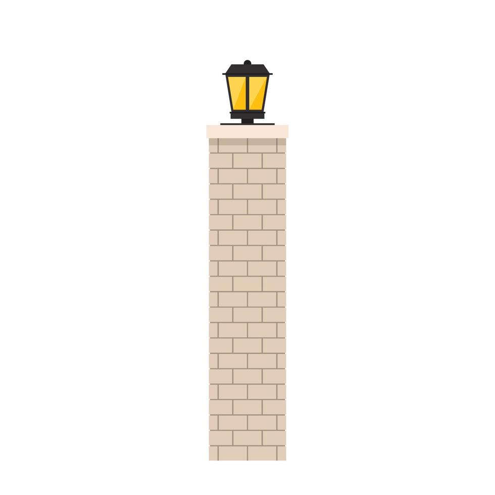 Brick pillar vector. wallpaper. Brick pillar on white background. lantern vector. vector
