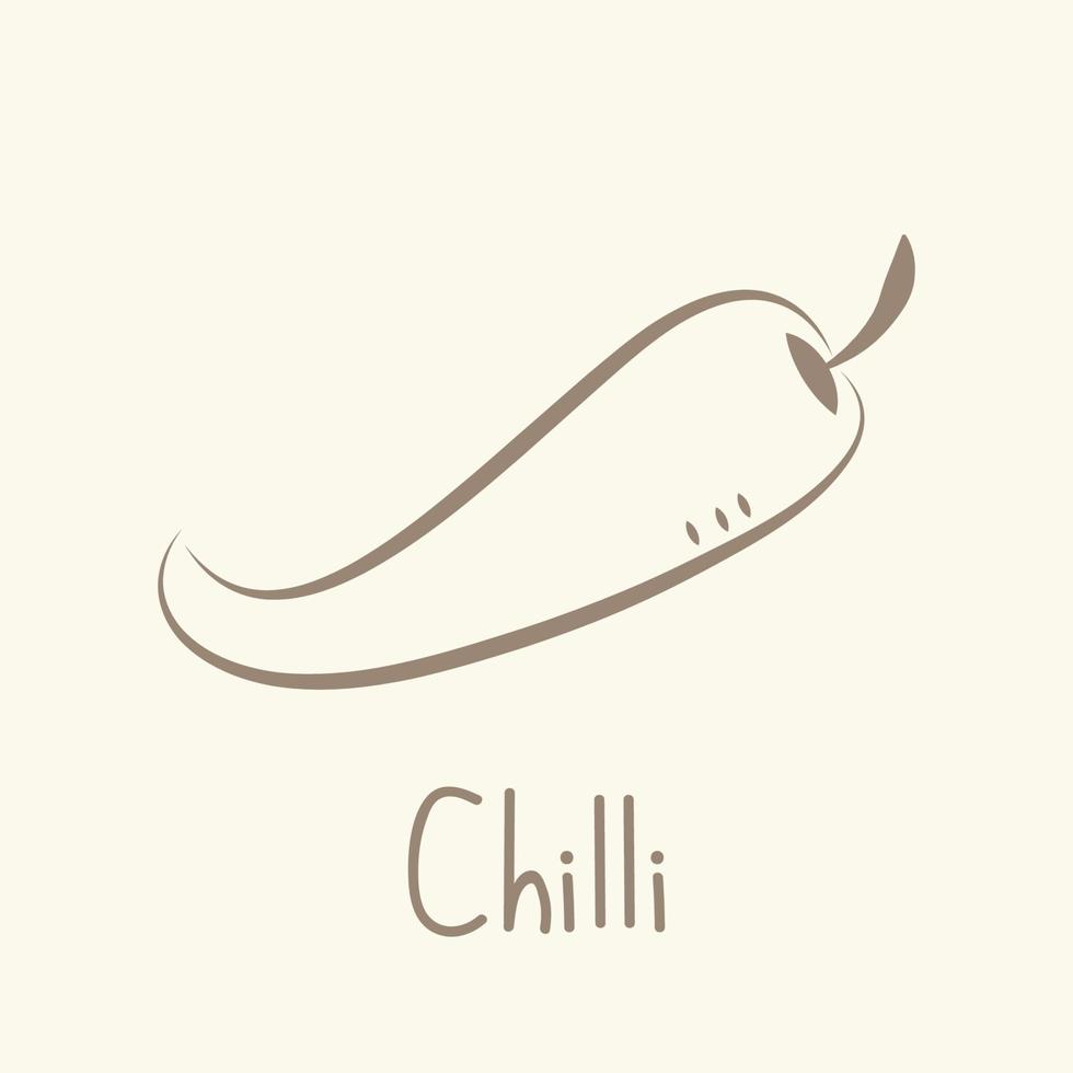 Chili cartoon vector. Chili on cream background. vector